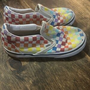 VANS Classic Slip-on Checkerboard Rainbow Sneakers Unisex Toddler Size 9